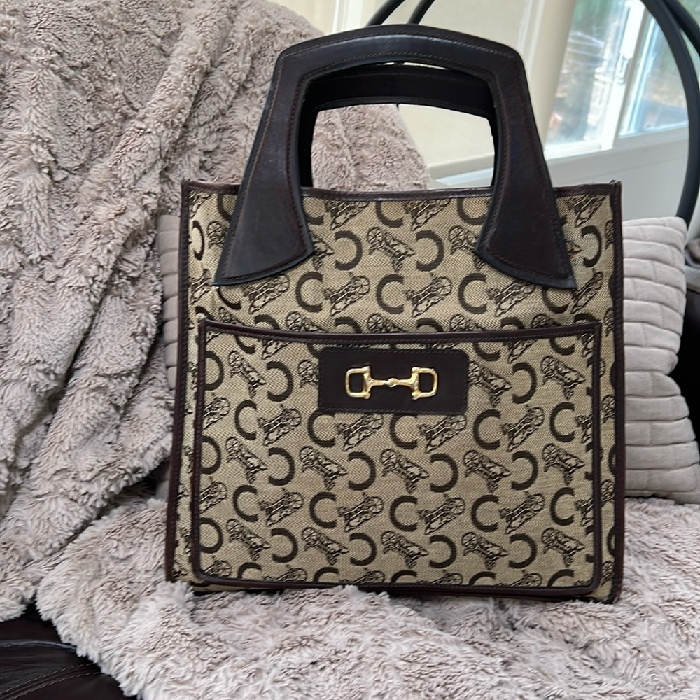 RARE CELINE Vintage Jacquard Carriage Tote Bag